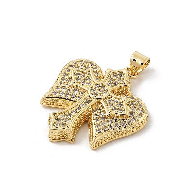 Brass Micro Pave Cubic Zirconia Pendants KK-U047-04G-1