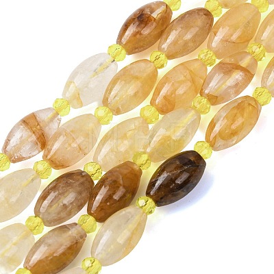 Natural Yellow Natural Yellow Hematoid Quartz/Golden Healer Quartz Beads Strands G-G453-C04-8x13mm-1