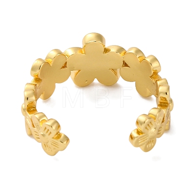 Rack Plating Brass Flower Open Cuff Rings for Women RJEW-S242-01G-B-1