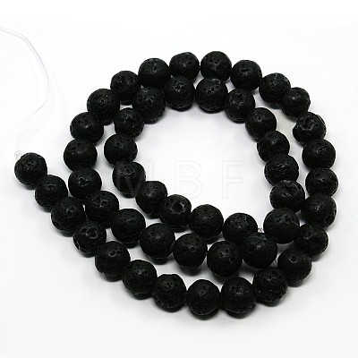 Synthetic Lava Rock Round Bead Strands G-N0042-8mm-01-1