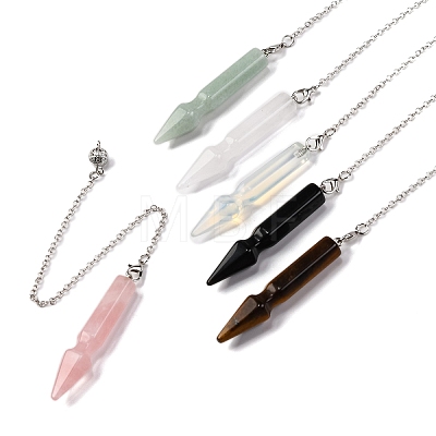 Natural & Synthetic Gemstone Pointed Dowsing Pendulums G-Q184-04P-1