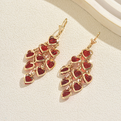 Heart Brass Tassel Hoop Earrings LC3720-1-1