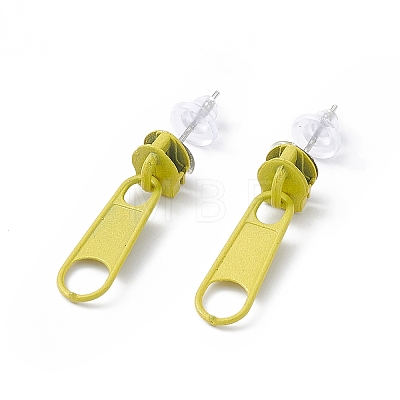 Alloy Zipper Buckle Dangle Stud Earrings with Iron Pins for Women EJEW-A090-01A-1