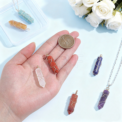 7Pcs Copper Wire Wrapped Natural Red Agate PALLOY-PH01948-1
