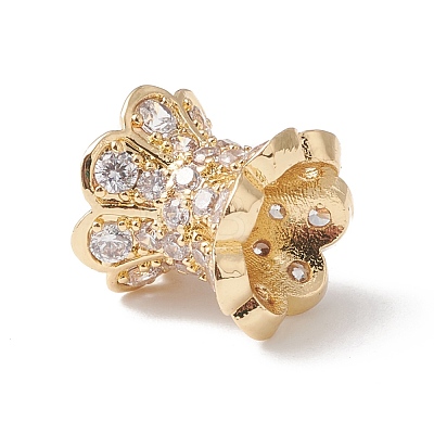 Eco-Friendly Rack Plating Brass Micro Pave Cubic Zirconia Double Sided Bead Caps KK-F835-25B-G-1