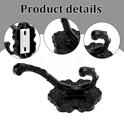 6Pcs Aluminum Wall Mounted Hook Hangers ODIS-JOY0001-02B-1