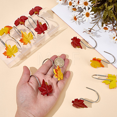 12Pcs Leaf Resin Shower Curtain Hook AJEW-SP0006-01B-1