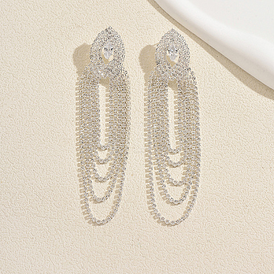 Brass Rhinestone Stud Earrings for Women DO8173-1