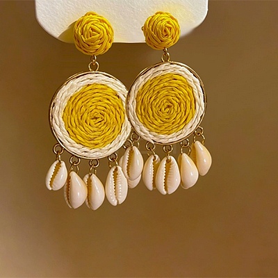 Woven Alloy Chandelier Earrings for Women AL-CBA1AA3-06G-1