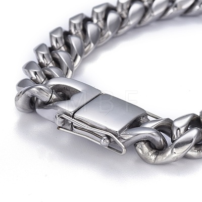 Men's 304 Stainless Steel Cuban Link Chain Bracelets BJEW-P263-B03-P-1