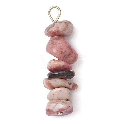 Gradient Color Natural Rose Quartz & Natural Rhodonite & Natural Pink Opal Chip Beaded Pendants PALLOY-JF02795-04-1