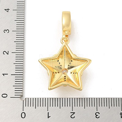 Brass Clear Cubic Zirconia Star European Dangle Charms KK-U044-08G-1