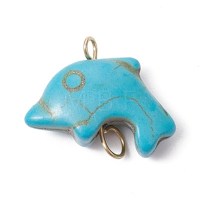 Synthetic Turquoise Connector Charms PALLOY-JF02372-02-1