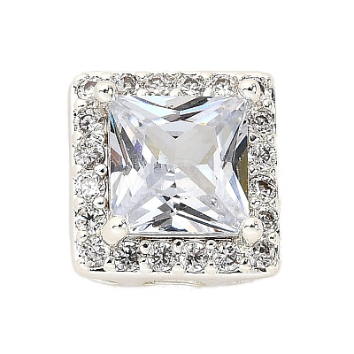 Brass Micro Pave Cubic Zirconia Beads KK-D408-11S-06A-1