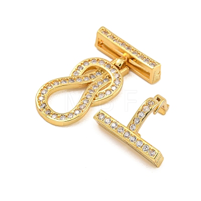 Rack Plating Brass Micro Pave Clear Cubic Zirconia Hook Clasps KK-F876-15G-1