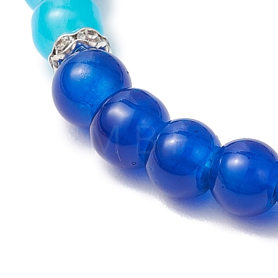 Baking Paint Imitation Jade Glass Round Beaded Charm Bracelets BJEW-JB11737-01-1