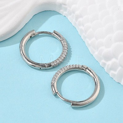 Brass Micro Pave Cubic Zirconia Huggie Hoop Earrings EJEW-K083-36P-B-1