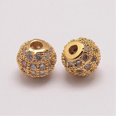 Brass Micro Pave Cubic Zirconia Beads ZIRC-E110-03G-1