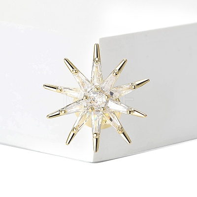 Brass Clear Cubic Zirconia Star Brooch PW-WGA8B06-02-1