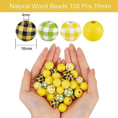 Painted Natural Wood Beads WOOD-SZ0001-09-1