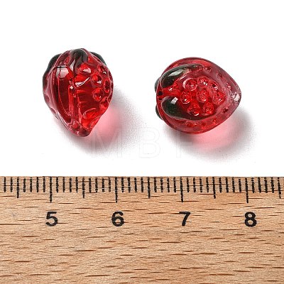 Transparent Glass Enamel Beads Strawberry LAMP-V001-05C-1