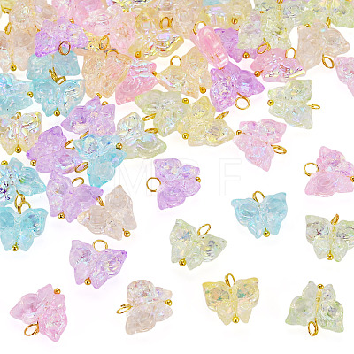 60Pcs 6 Colors Electroplate Transparent Glass Charms PALLOY-TAC0287-1