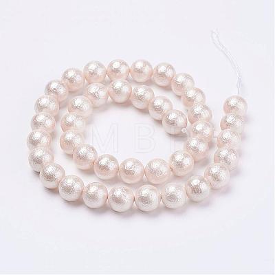 Wrinkle Textured Shell Pearl Beads Strands BSHE-E016-6mm-07-1