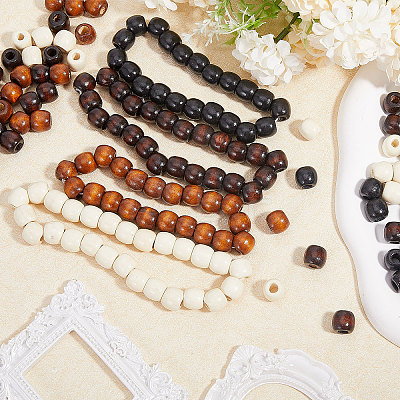 Globleland 400Pcs 4 Colors Wood European Beads WOOD-GL0001-15-1