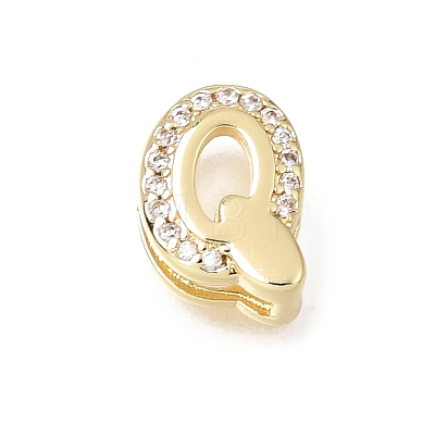 Brass Micro Pave Clear Cubic Zirconia Initial Spacer Bars KK-E802-34G-Q-1
