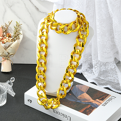 1Pc Acrylic Cuban Link Chain Necklaces for Men NJEW-SP0001-09B-G-1