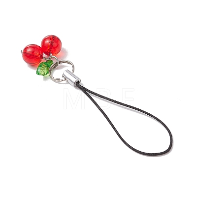 Cherry Glass & Acrylic Mobile Straps HJEW-JM02934-01-1