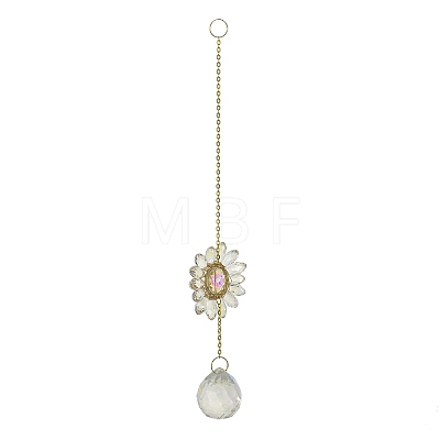 Glass Flower Hanging Suncatchers HJEW-P018-F06-1