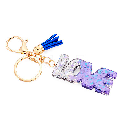 Alloy & Resin Tassel Keychainss AJEW-TADJ0001-20G-02-1