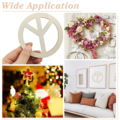 10Pcs Unfinished Blank Wooden Peace Sign Pendants Set for Painting Arts DIY-WH0591-579-1