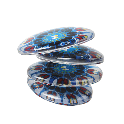 Mosaic Printed Glass Oval Cabochons GGLA-N003-18x25-G-1