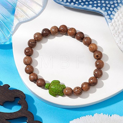 Wood Stretch Bracelets BJEW-JB11095-04-1