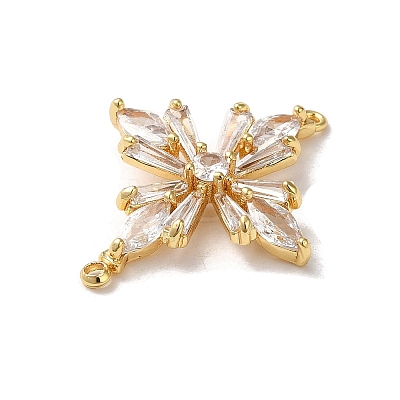 Brass Pave Clear Glass Rhinestone Connector Charms KK-B079-14G-1