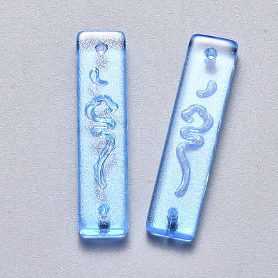 Transparent Spray Painted Glass Links connectors GLAA-S190-008A-03-1
