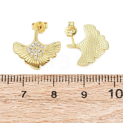 Brass Micro Pave Clear Cubic Zirconia Stud Earrings EJEW-D351-10G-1