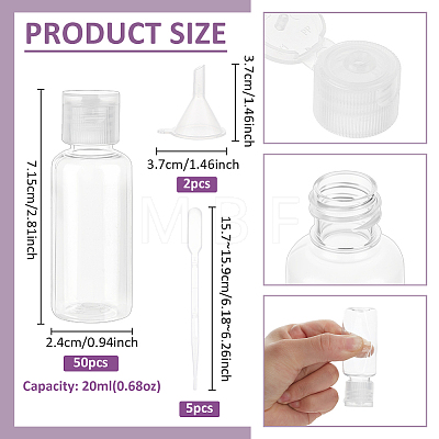 50Pcs Plastic Flip Top Cap Bottles MRMJ-BC0003-56A-1