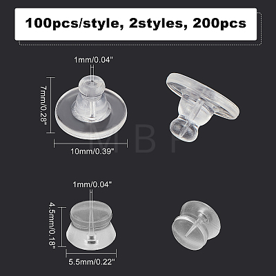 CHGCRAFT 200Pcs 2 Styles Silicone Ear Nuts SIL-CA0001-02-1