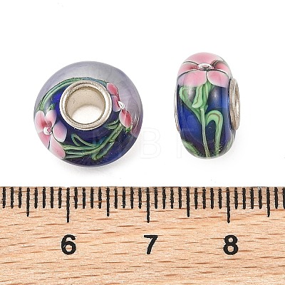 Lampwork & Brass Core European Beads LAMP-P019-01P-02-1