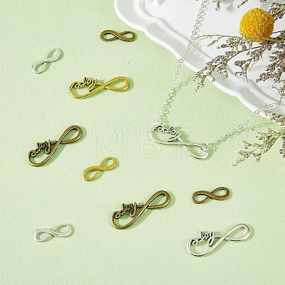 120Pcs 6 Styles Tibetan Style Alloy Infinity with Hope Connector Charms TIBE-FH0001-20-1