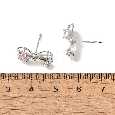 Rack Plating Brass Micro Pave Cubic Zirconia Studs Earrings Findings KK-K371-10P-1