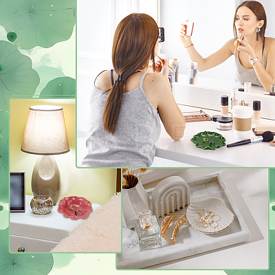 4Pcs 4 Colors Lotus Leaf Ceramics Jewelry Decorative Plates AJEW-PH0008-40-1
