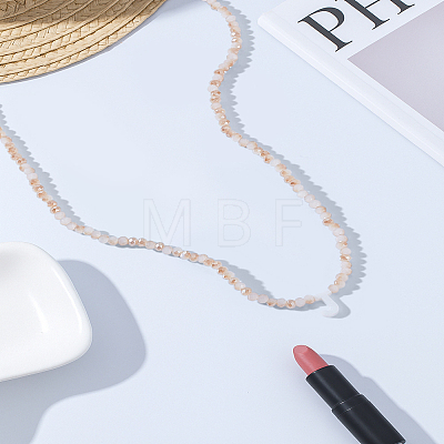 1Pc Glass Rondelle Beaded Necklaces NJEW-LP0007-23J-1