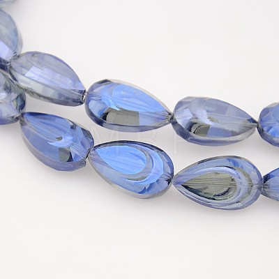 Teardrop Electroplate Rainbow Plated Glass Beads Strands X-EGLA-P013-F05-1