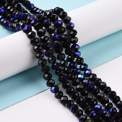 Electroplate Opaque Solid Color Glass Beads Strands EGLA-A044-P8mm-L18-1