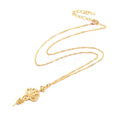 Minimalist Lotus Alloy Pendant Necklace for Women NJEW-I113-03G-1