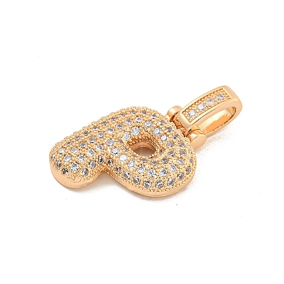 Brass Micro Pave Clear Cubic Zirconia Pendants KK-B099-01G-P-1